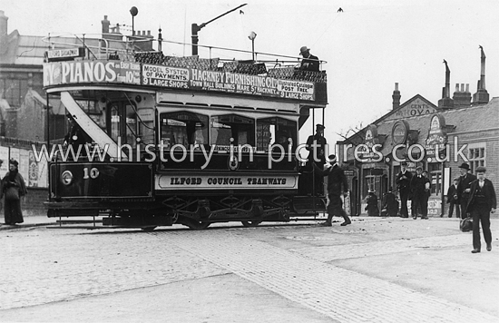 Ilford County Tramways Trams, Ilford Station, Cranbrook Lane, Ilford, Essex. c.1915